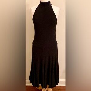 American Living Black Halter SZ 10 Elegant Modern Pleated Swing Cocktail Dress